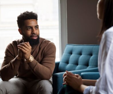 man asking questions about therapy to a new therapist